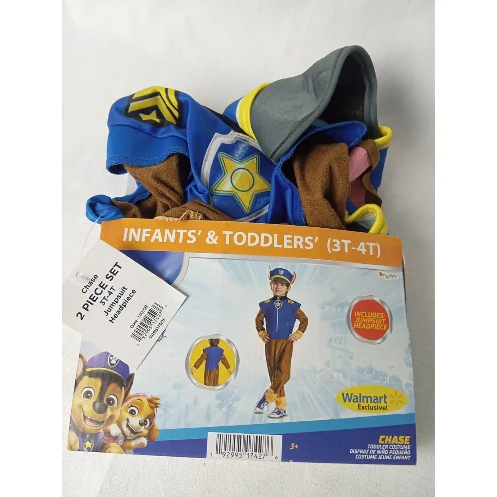 PAW Patrol Chase Toddler Costume 3T-4T Jumpsuit Headpiece
